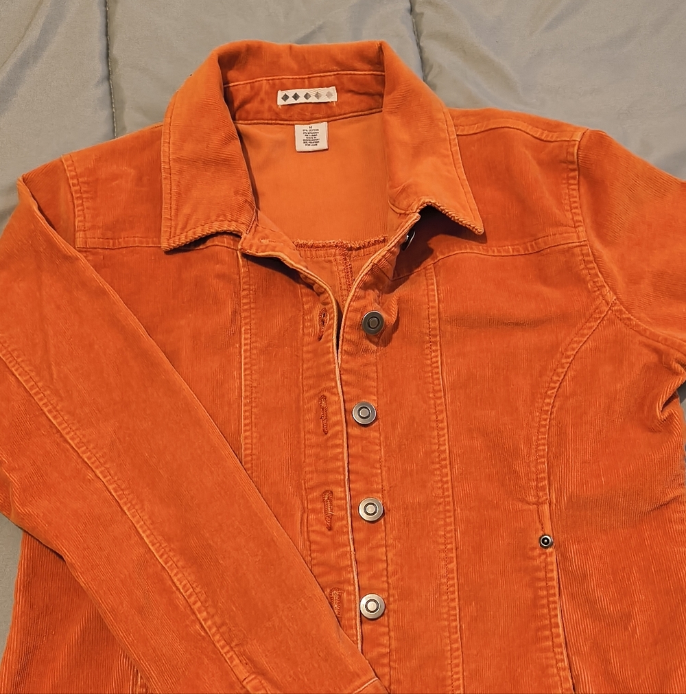 Peach Orange Button-Front Jacket